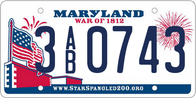 MD license plate 3AB0743