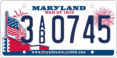 MD license plate 3AB0745