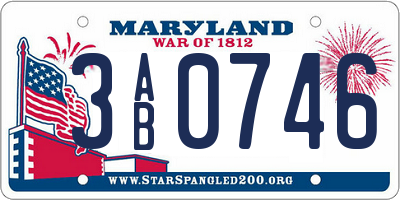 MD license plate 3AB0746