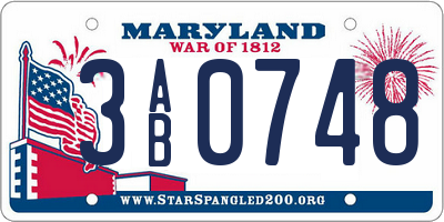 MD license plate 3AB0748