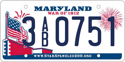 MD license plate 3AB0751
