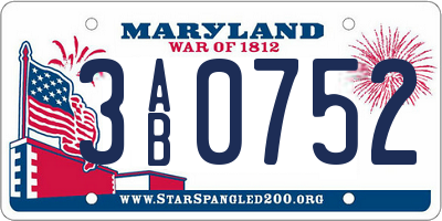 MD license plate 3AB0752