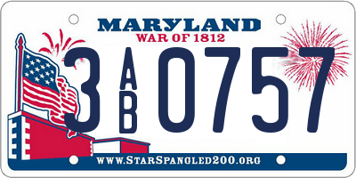 MD license plate 3AB0757