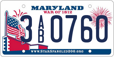 MD license plate 3AB0760