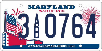 MD license plate 3AB0764