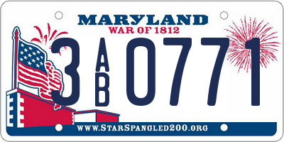 MD license plate 3AB0771