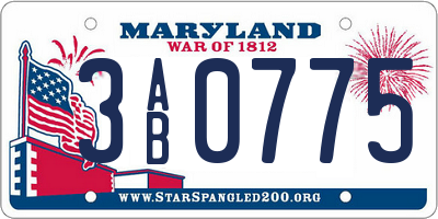 MD license plate 3AB0775