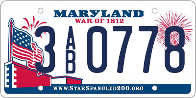 MD license plate 3AB0778
