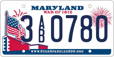 MD license plate 3AB0780