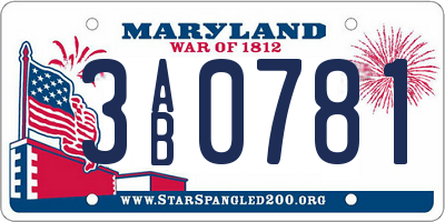 MD license plate 3AB0781