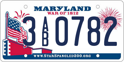 MD license plate 3AB0782