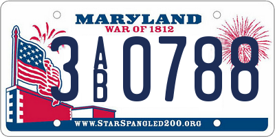 MD license plate 3AB0788
