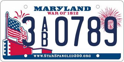 MD license plate 3AB0789