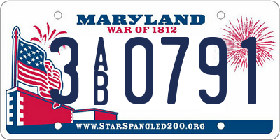 MD license plate 3AB0791