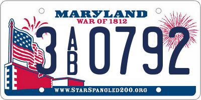 MD license plate 3AB0792