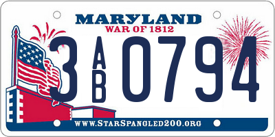 MD license plate 3AB0794