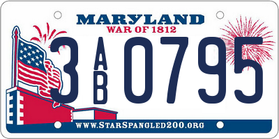 MD license plate 3AB0795