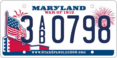MD license plate 3AB0798