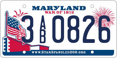 MD license plate 3AB0826