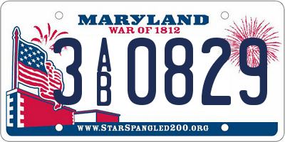 MD license plate 3AB0829