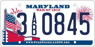 MD license plate 3AB0845