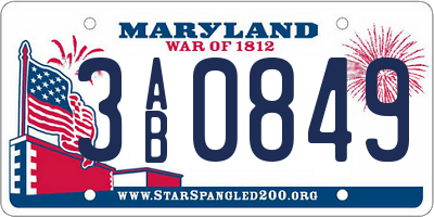 MD license plate 3AB0849