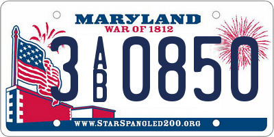 MD license plate 3AB0850