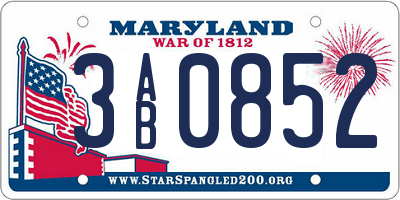 MD license plate 3AB0852