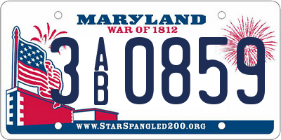 MD license plate 3AB0859