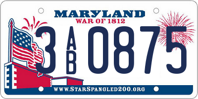 MD license plate 3AB0875