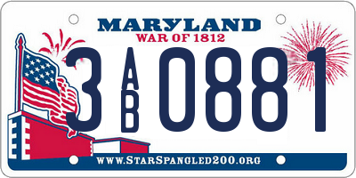 MD license plate 3AB0881