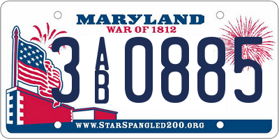 MD license plate 3AB0885