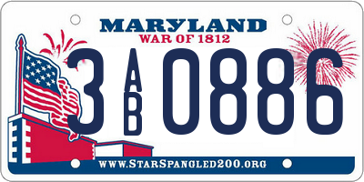 MD license plate 3AB0886