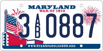 MD license plate 3AB0887