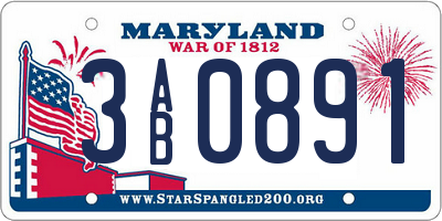 MD license plate 3AB0891