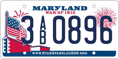 MD license plate 3AB0896