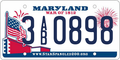 MD license plate 3AB0898