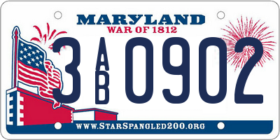 MD license plate 3AB0902