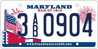 MD license plate 3AB0904
