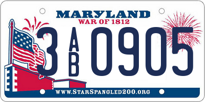 MD license plate 3AB0905