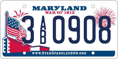 MD license plate 3AB0908