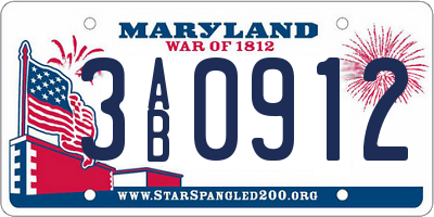 MD license plate 3AB0912