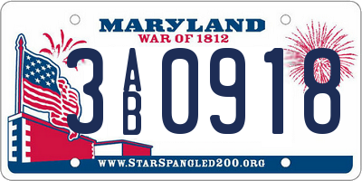 MD license plate 3AB0918