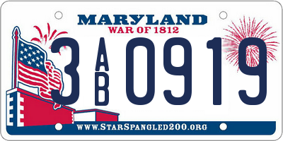MD license plate 3AB0919