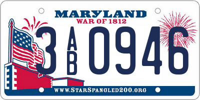 MD license plate 3AB0946