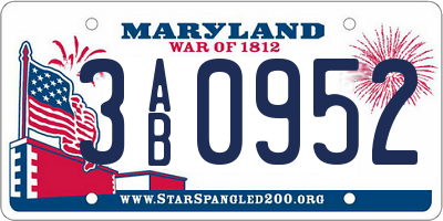 MD license plate 3AB0952