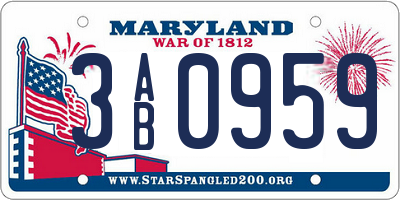 MD license plate 3AB0959