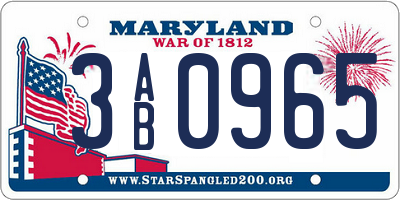 MD license plate 3AB0965