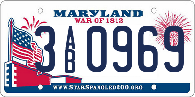 MD license plate 3AB0969