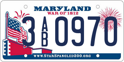 MD license plate 3AB0970